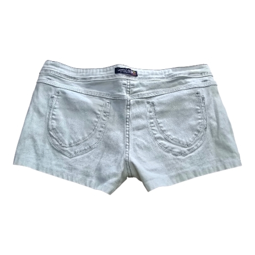 ✨ Levi’s White Denim Shorts Low Rise Stretch Cut Off Raw Hem Size 17 Juniors - Picture 7 of 11